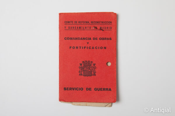 Spanish Civil War - Madrid Works and Fortification Command Card
