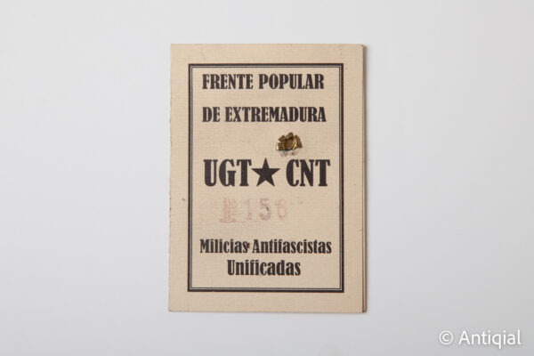 Guerra Civil - Carnet UGT CNT Milícies Antifeixistes Unificades