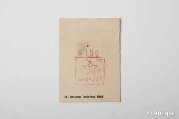 Guerra Civil - Carnet UGT CNT Milícies Antifeixistes Unificades