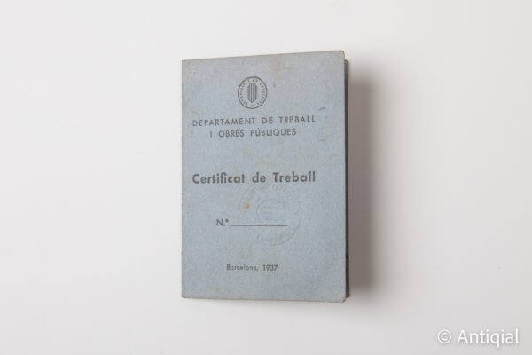 Spanish Civil War - Generalitat de Catalunya work certificate. Shows