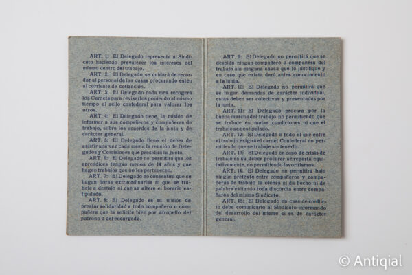Guerra Civil - Credencial CNT-FAI