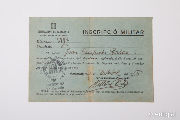 Spanish Civil War - Military Registration October 1936