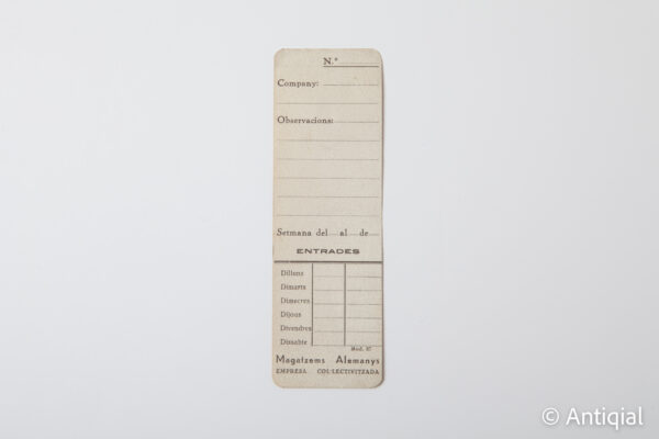 Spanish Civil War - Almacenes Alemany Registry collectivized company
