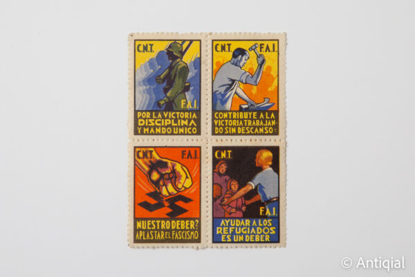 Spanish Civil War - Stamps Vignettes CNT-FAI - Aid to the refugee
