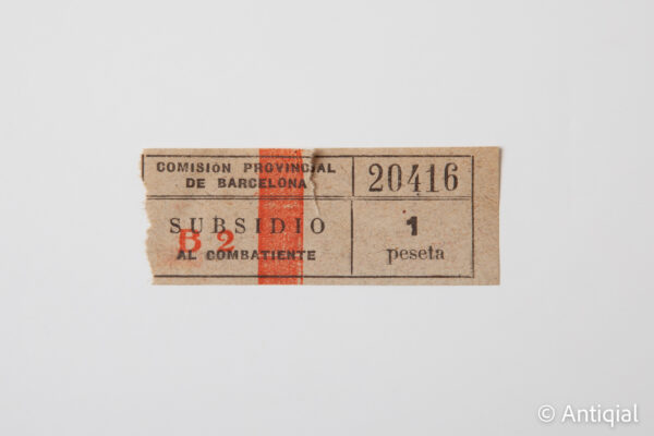 Spanish Civil War - Combatant subsidy 1 peseta