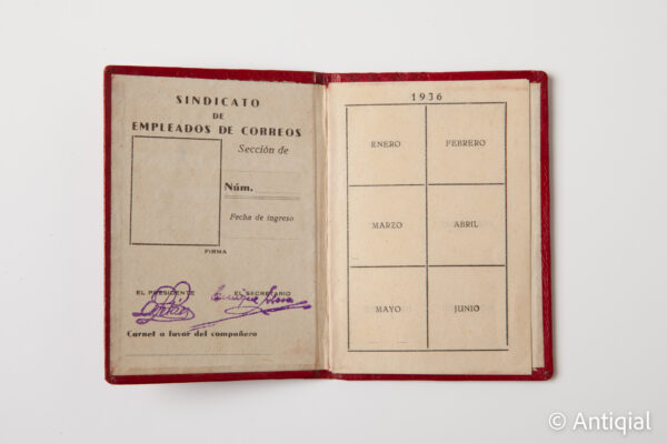 Second Spanish Republic - Union Card UGT Correus