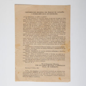 Segona República - Pamflet CNT 6 d'octubre 1934 - Anarquisme