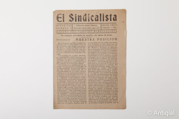 Dictadura franquista - Boletín El Sindicalista Época 3 núm. 3. Anarquismo