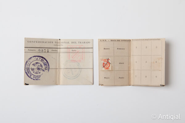 Spanish Post-war - CNT contribution card no. 2474