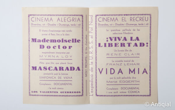 Spanish Civil War - Collectivized cinemas program Barcelona CNT AIT