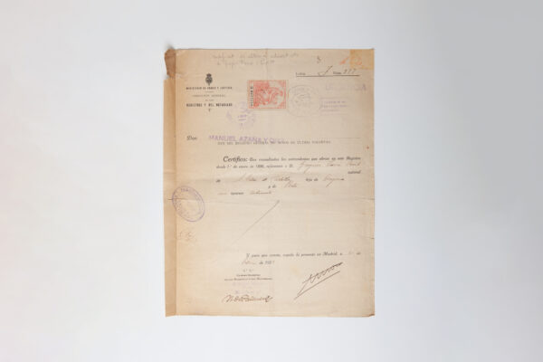 1874-1931 - Notarial certificate signed by Manuel Azaña