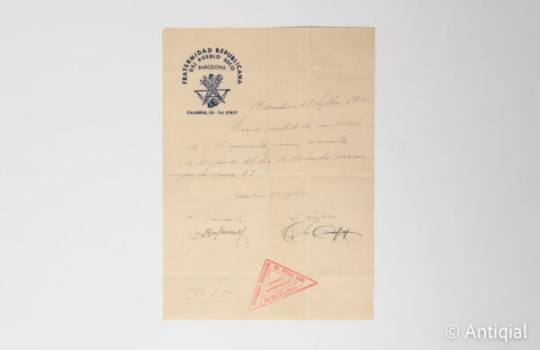 Second Spanish Republic - Theater rental contract and payment receipt